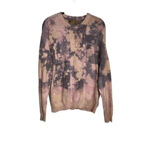 VNTG Shenandoah‎ Women's L 100% Cotton Pink Bleach Tie-Dye Golf Sweater Grandma
